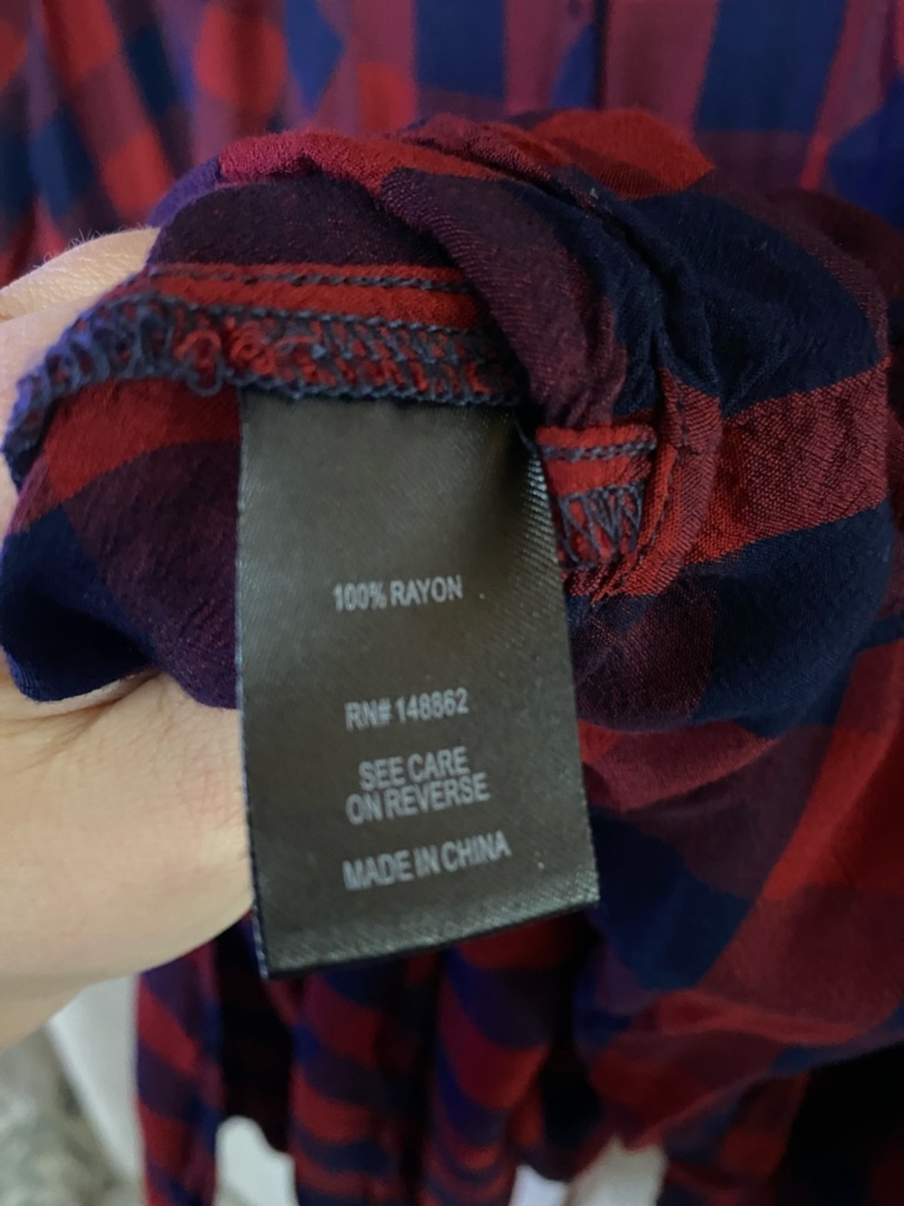 Torrid Red and Navy Plaid Button-Front Tunic - Picture 3 of 4